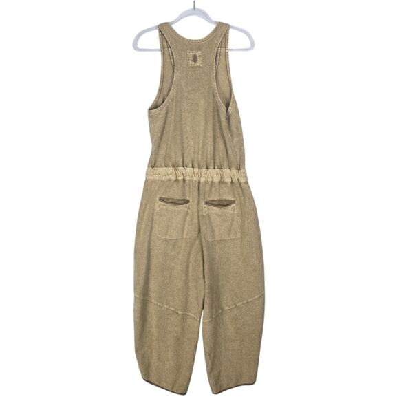 Free People Movement Timko Onesie Overall Matcha Tan Barrel Leg Boho Size Large - Picture 3 of 12